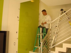 green glass wall